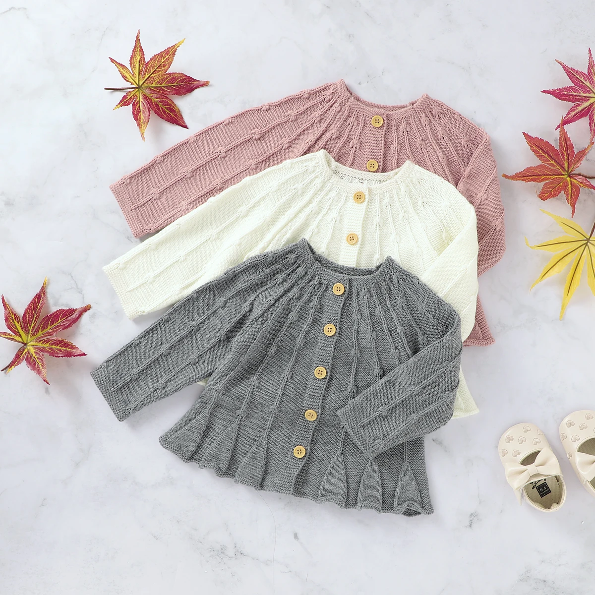 

Winter Fashion Toddler Baby Girls Sweater Coat Knit Solid Long Sleeve Single Breasted Ruffles Princess Sweater Top