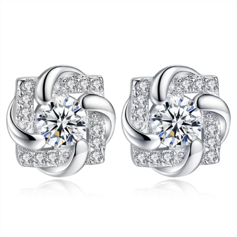 

Huitan Sweet Female Earrings with Brilliant CZ Stone Romantic Wedding Bands Stud Earrings High Quality Fashion Jewelry for Women