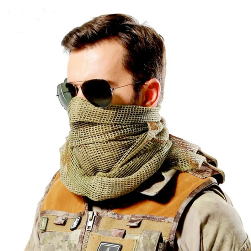 

190*90 см Шарф, хлопковый военный Камуфляжный Тактический сетчатый шарф, снайперский шарф, Фата для лица, для кемпинга и охоты, многофункционал...