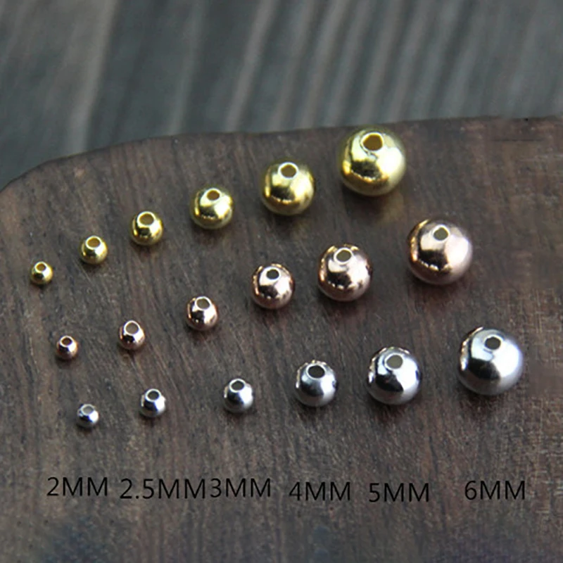 30pcs Gold / Platinum / Rose Gold 925 Sterling Silver Round Spacer Beads Handmade Beading DIY Bracelets Charm Jewelry Making