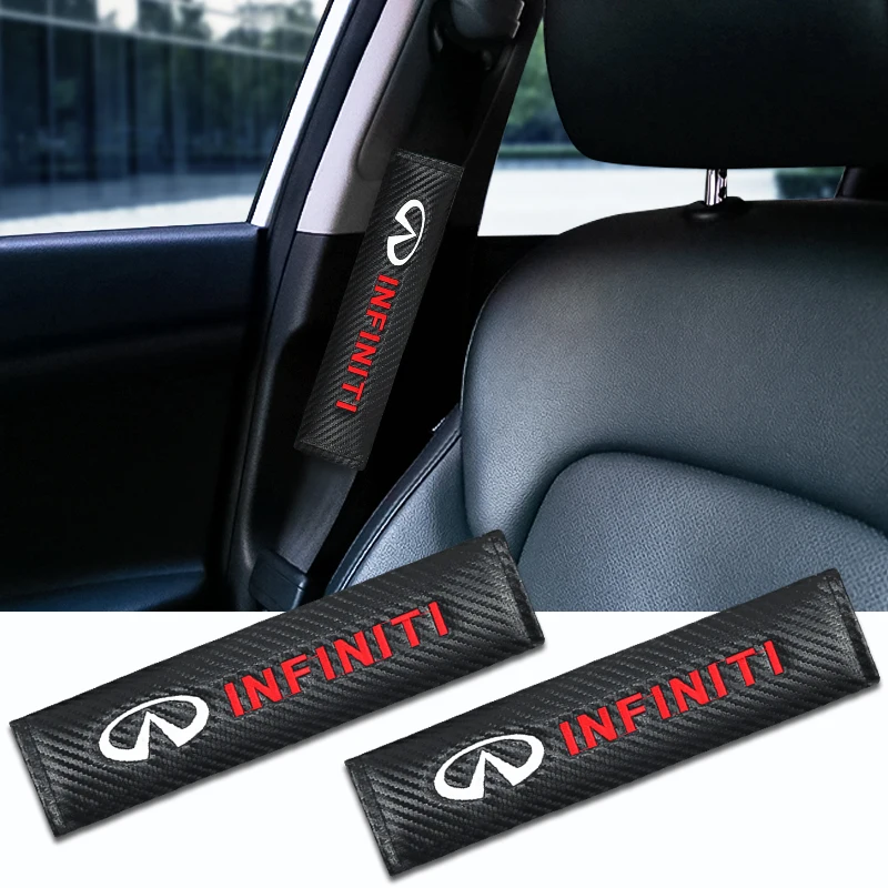 

1/2pcs Car Seat Belt Cover Carbon Fiber Shoulder Protection For Infiniti Q50 Q70 QX70 FX35 Q30 G37 G35 Q60 QX50 QX80 Accessories