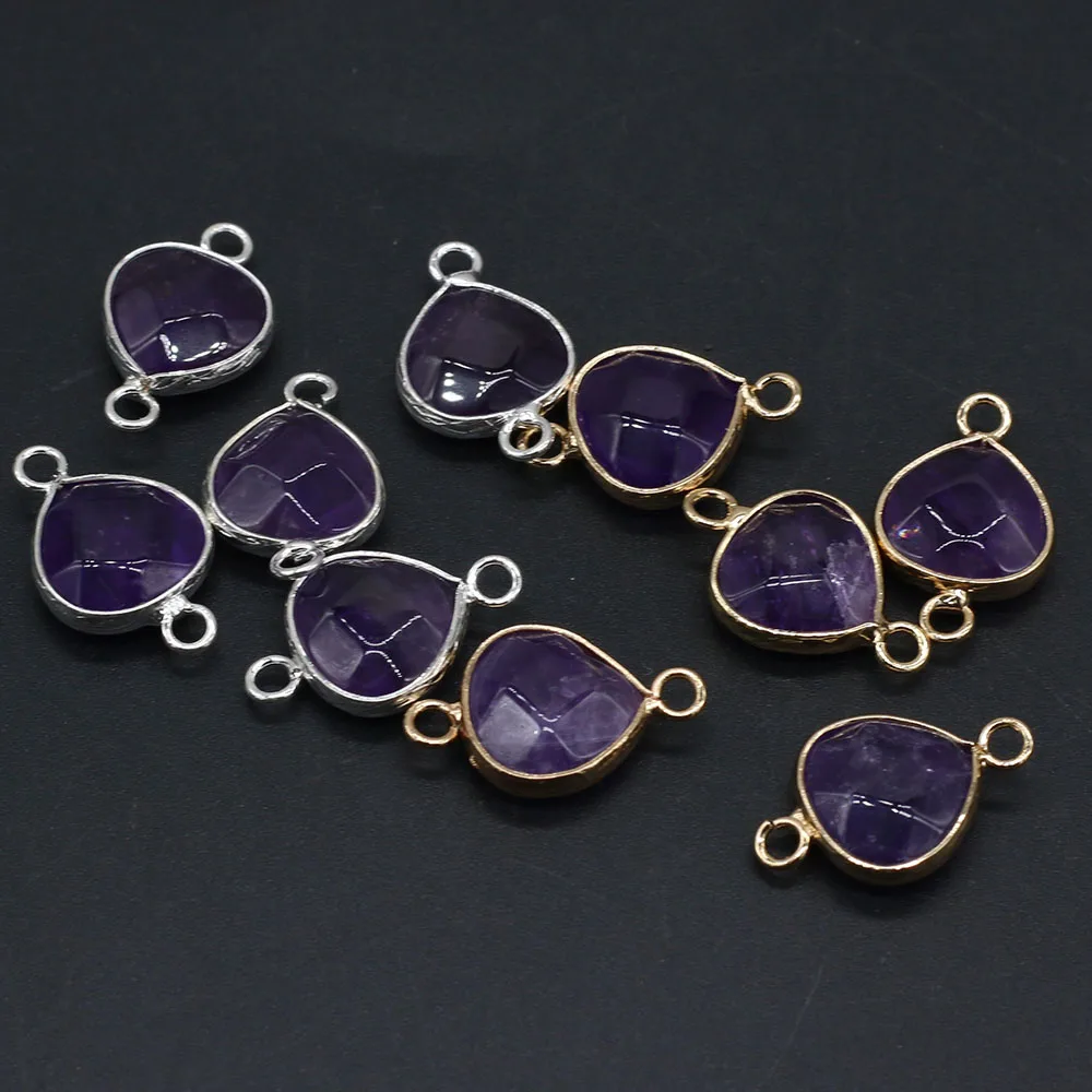 łącznik z kamienia naturalnego mały kształt kropli wody fasetowane ametysty Charms do wyrobu biżuterii bransoletka naszyjnik akcesoria
