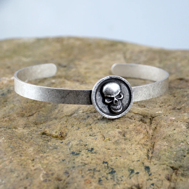 Round Skull Cuff Bracelet For Punk Men Women Gift | Украшения и аксессуары