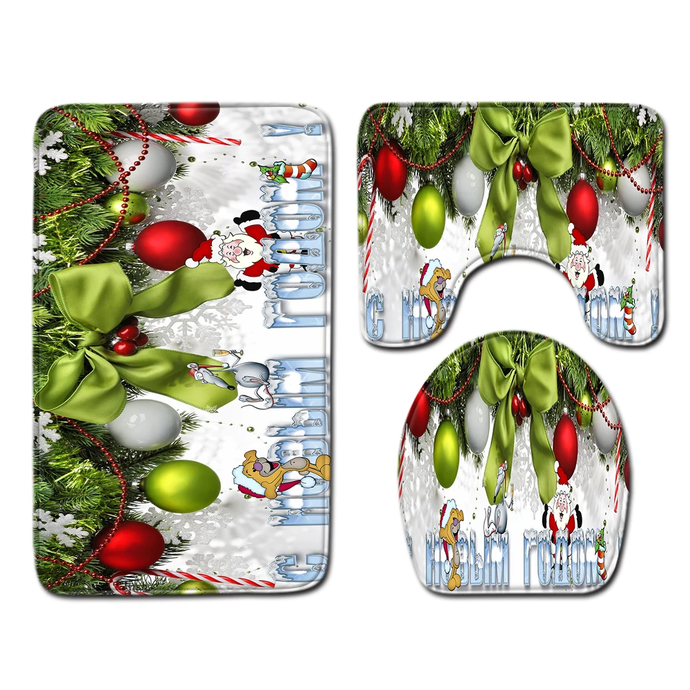 3 шт./компл. веселое Рождество Нескользящие Ванная комната подстилка напольный