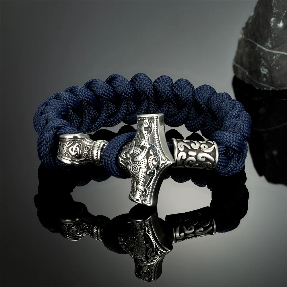 Браслет Rock Vikings Mjolnir мужской из нержавеющей стали с якорем браслет Паракорда