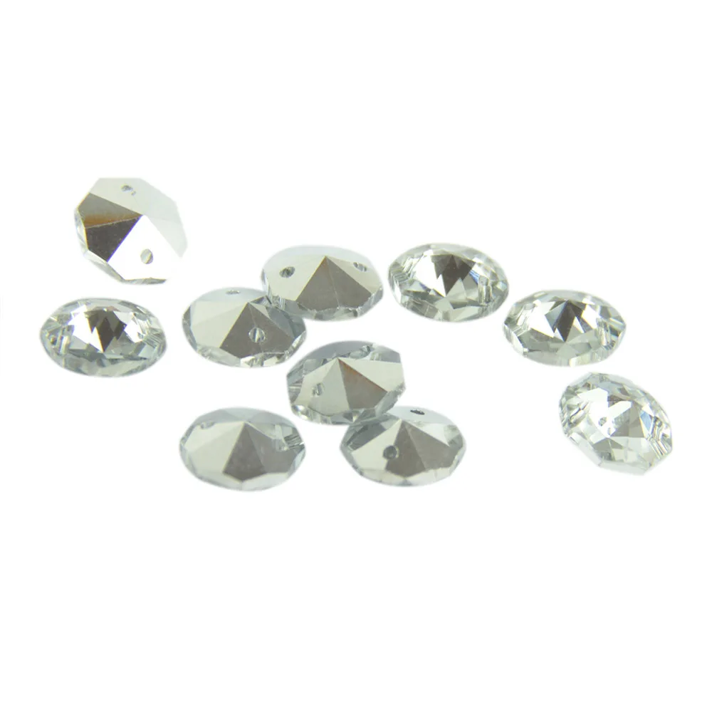 14 мм прозрачный с серебряной задней восьмиугольной бусины DIY Материал оконные