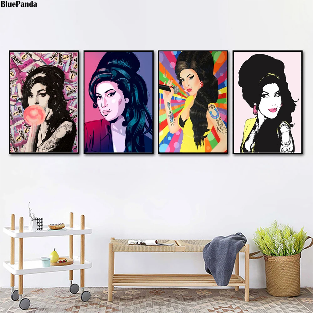 Красивая женщина Amy Winehouse музыкальная певица звезда постер Картина на холсте