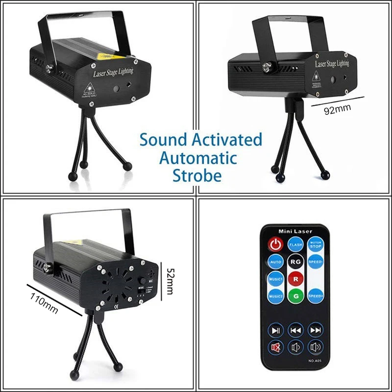 Лазерный светодиодный прожектор для дискотеки с дистанционным управлением