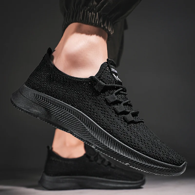 

Moda Tênis De Corrida Preto Dos Homens Das Sapatilhas Do Verão Respirável Malha Dos Homens Sapatos Esportivos Leves Rendas-up
