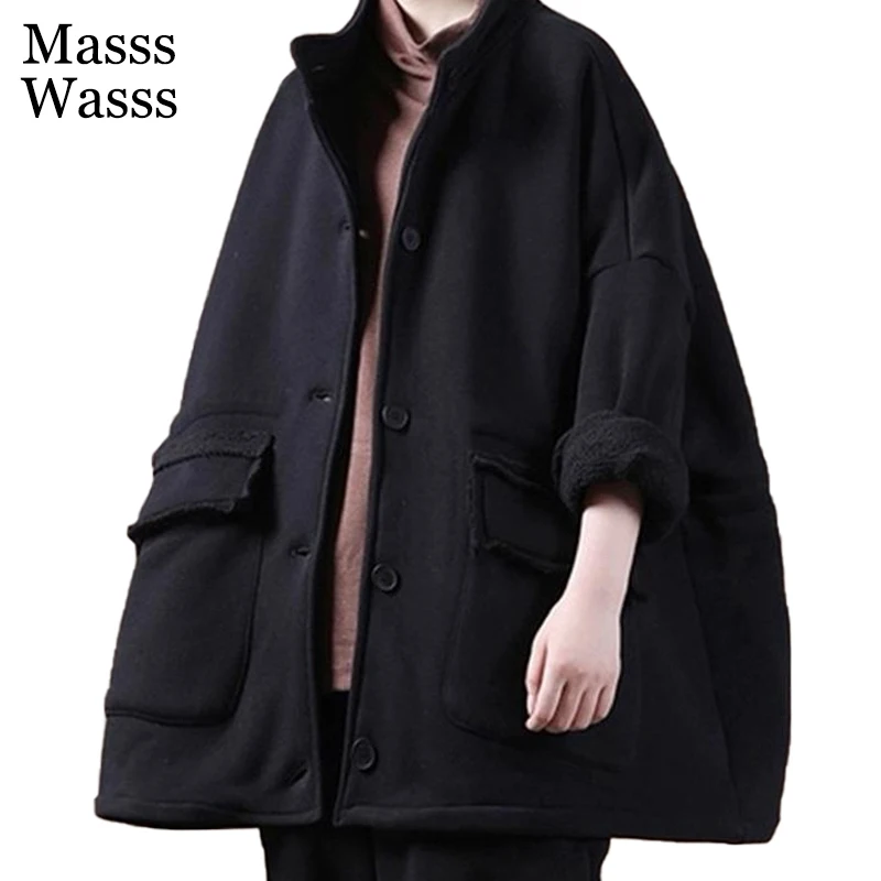 

Женский свободный Тренч Masss Wasss, винтажный меховой Тренч в британском стиле, Повседневная ветровка, однотонное пальто, элегантная длинная од...