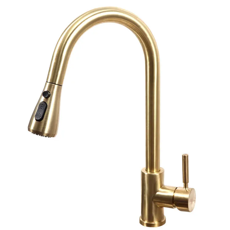 Pull Down кухонный кран Senducs SUS304 нержавеющая сталь золотой смеситель роскошный