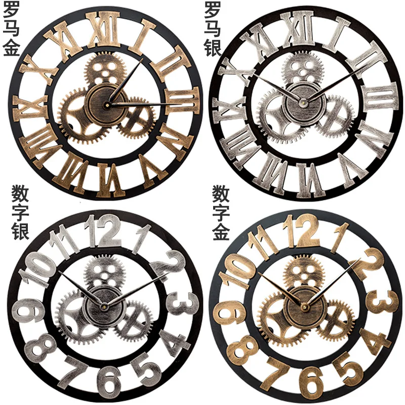 Настенные часы в стиле ретро деревянные бесшумные креативные настенные