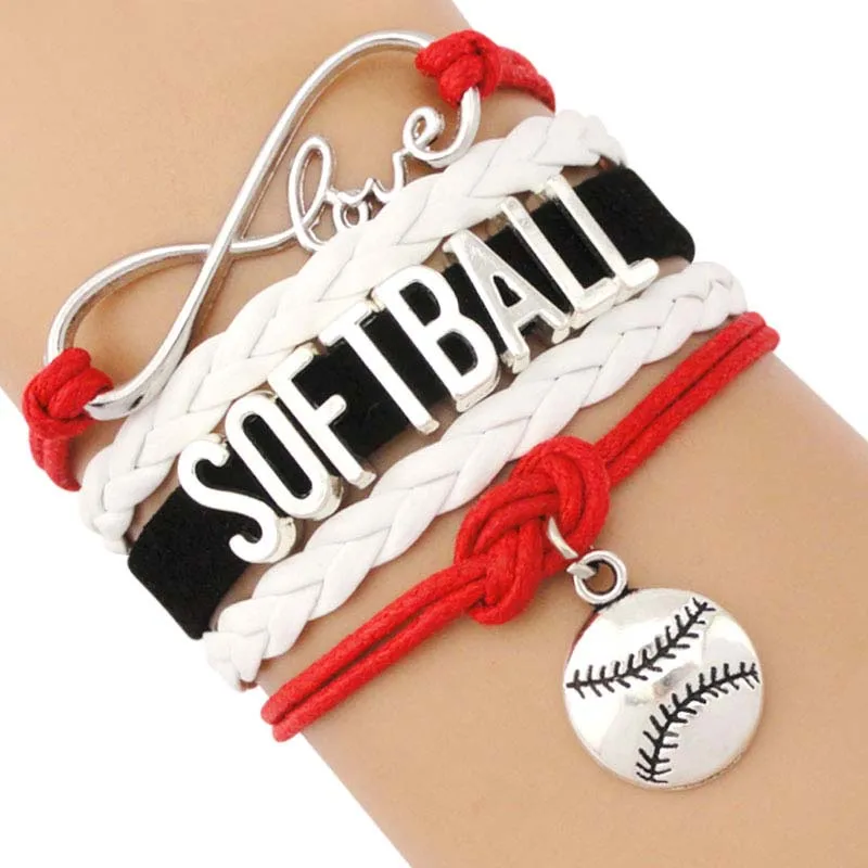 Браслеты Infinity Love Softball бейсбольные браслеты Mom спортивные украшения|Браслеты с