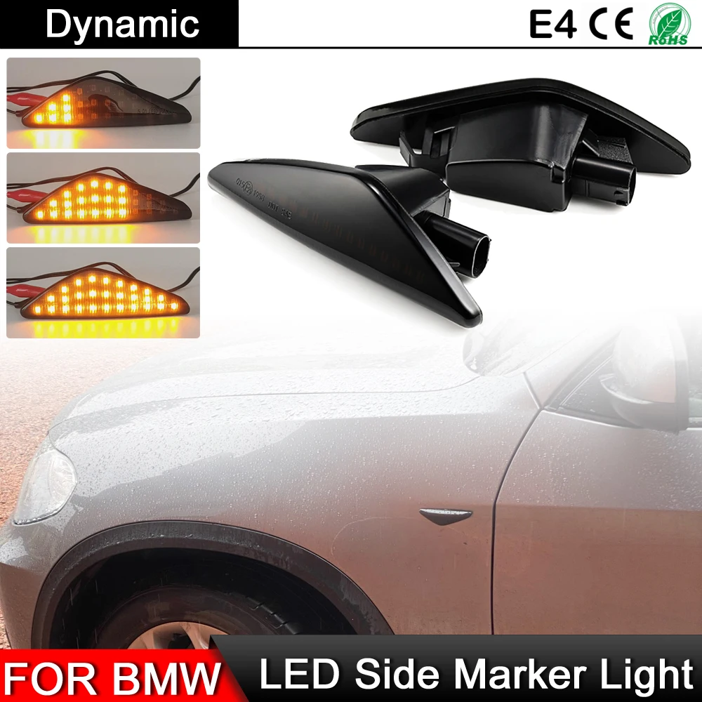 

1 Pair For BMW E70/E71 X5 2007-2014 E71-X6 2008-2014 F25-X3 2011-2015 LED Side Marker Lamp Dynamic Amber Turn Signal Lights