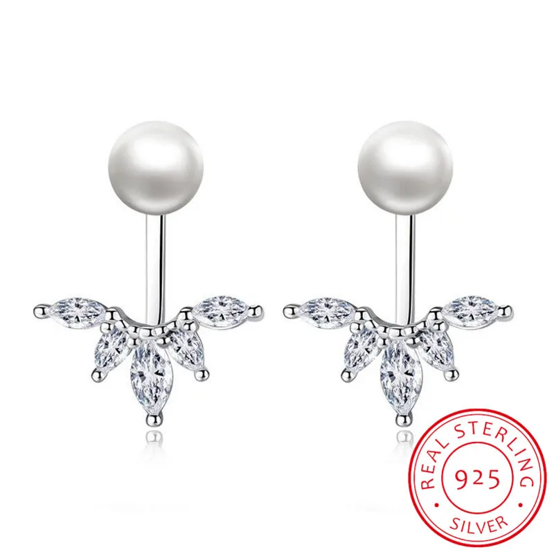 

New Fashion 925 Sterling Silver Horse Shape Zirconia Peacock Tail Pearl Stud Earrings For Women Fine Jewelry S-E263