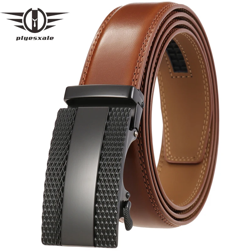 

Dark Brown Men Belt Genuine Leather Automatic Buckle Luxury Brand Male Belts Black Strap Original Natural Cowskin Belts B308