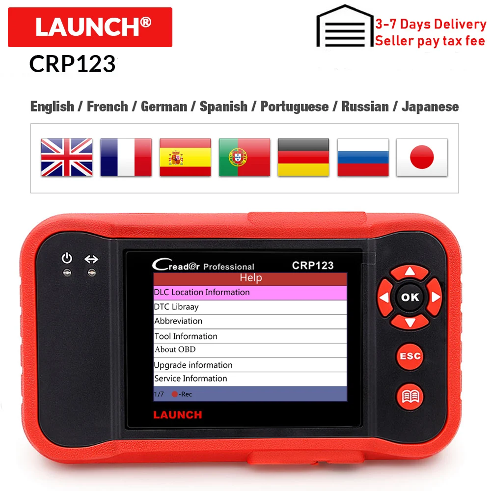 Launch X431 CRP123 CRP123E OBD2 Авто сканер Поддержка ABS/SRS/коробка передач/система двигателя CRP 123 OBD 2 диагностический инструмент обновление бесплатно