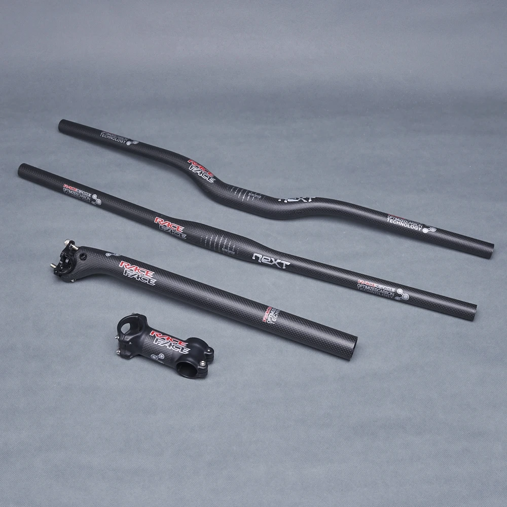 

Race Face Next Matte 3K Carbon Fiber Cycling Rise or Flat Handlebar Stem Seatpost Bike MTB Road Bicycle Parts