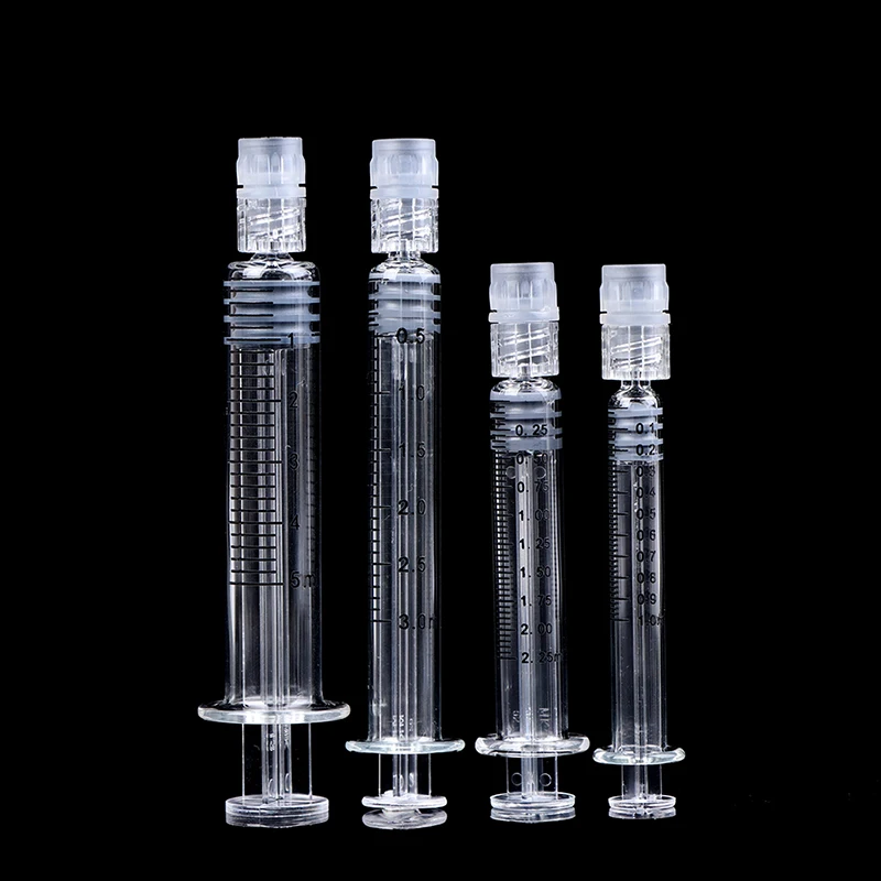 

Glass Syringe Luer Lock Syringe - Borosilicate Glass Prefillable Syringe - 1ml , 2.5ml, 3.5ml, 5ml optional Capacity