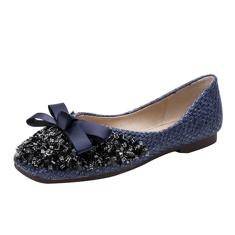 

Boat Shoe Black Flats Casual Female Sneakers Square Toe Autumn Soft Shallow Mouth Ladies' Footwear All-Match Elegant Loafers Wit