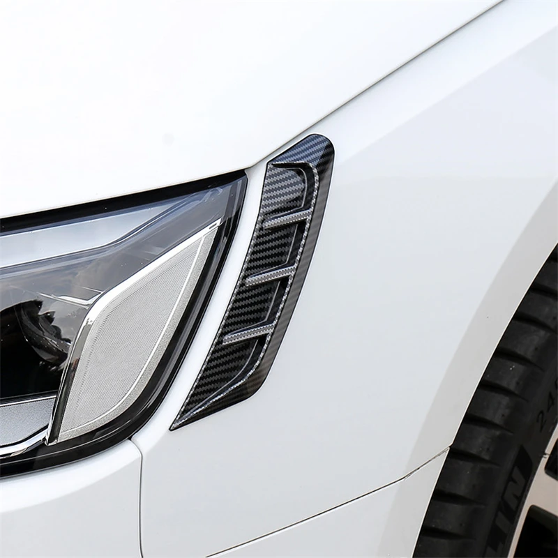 Углеродное волокно Цвет передние фары рамка под брови украшения Стикеры