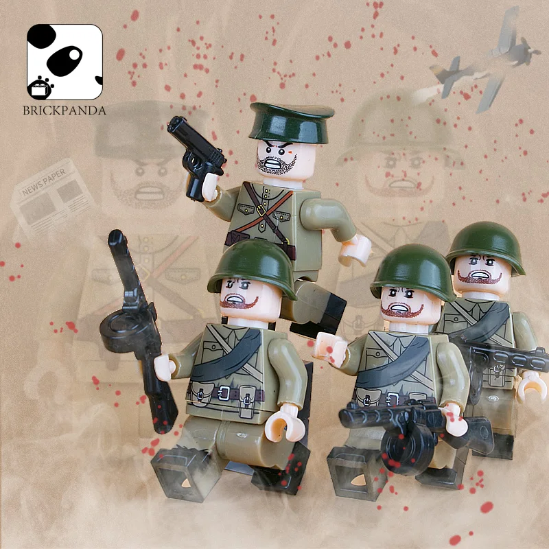 WW2 военная армия советские солдатики фигурки строительные блоки Россия полицейский оружие детали аксессуары Кирпичи игрушки для детей