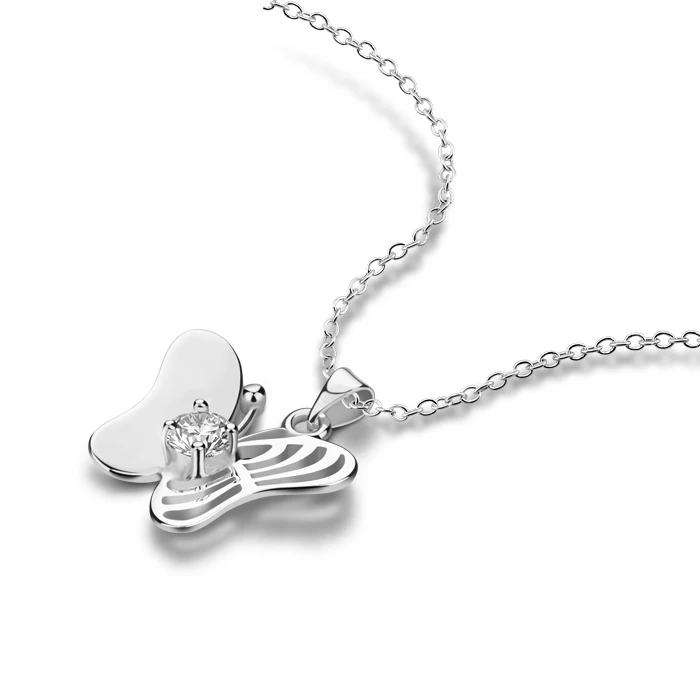 Женское серебряное ожерелье с подвеской-бабочкой |