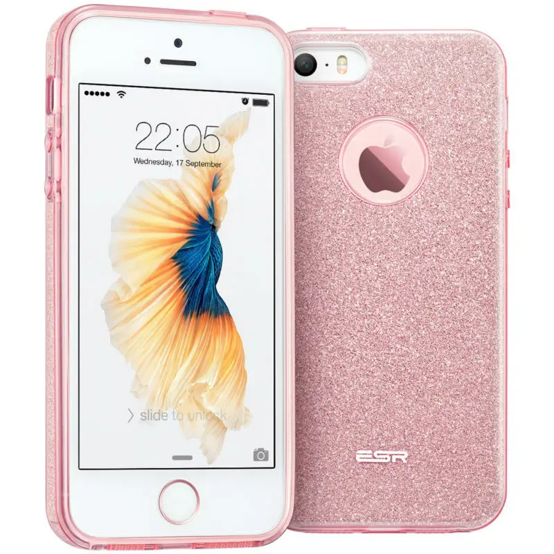 Чехол для iphone SE, ESR Гибридный трехслойный чехол, ультра тонкий светильник, Модный Блестящий чехол для девочек, чехол для iphone 5S, SE 5 - Цвет: Rose Gold
