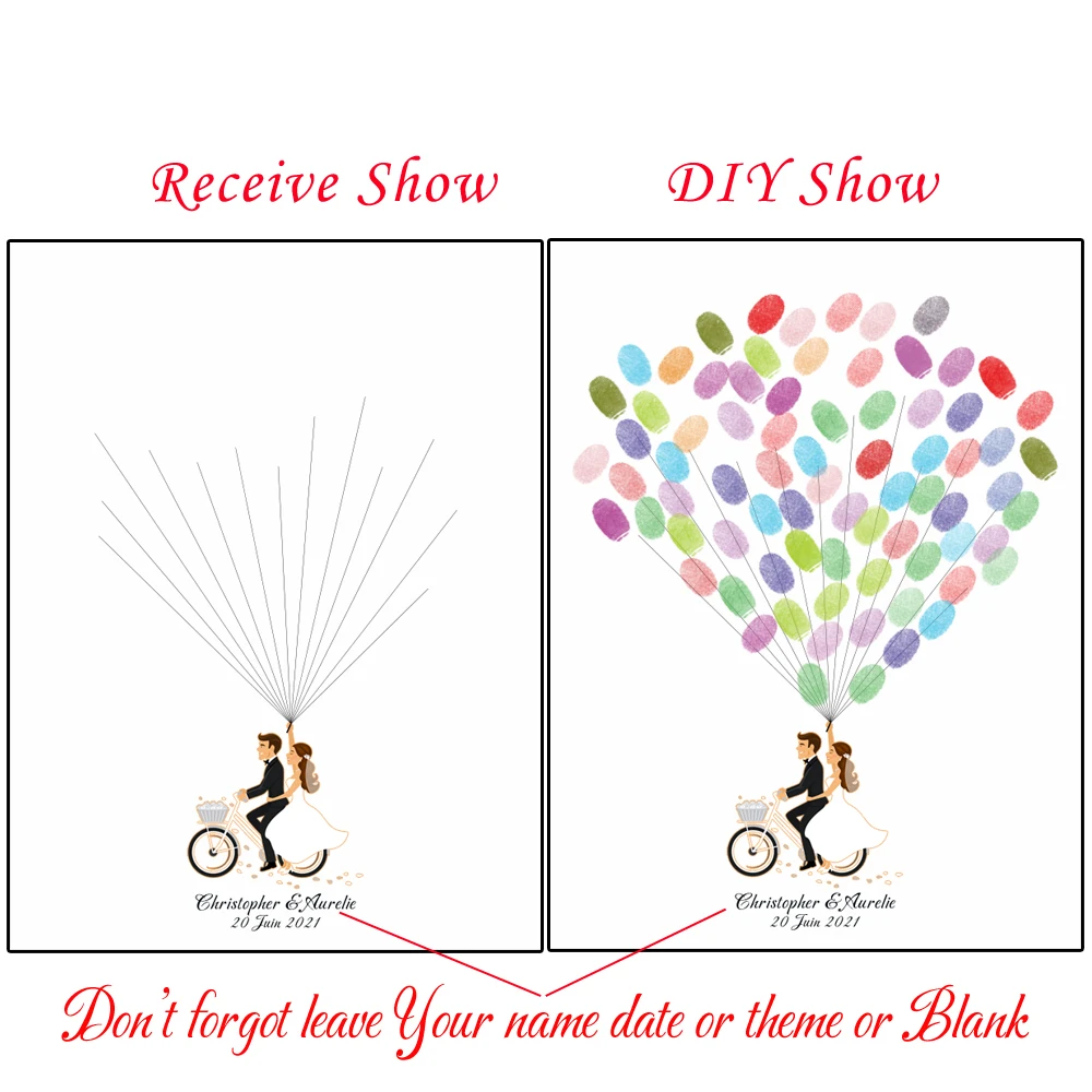 Пользовательские пары имя свадьба Дата Гостевая книга с отпечатками пальцев