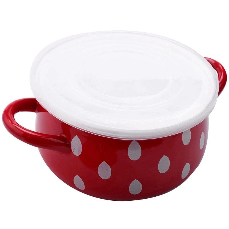 

2.2L Eanmel Cooking Pot Strawberry Thickening Enamel Hot Pot 18Cm Soup Pot Induction Cooker Gas General