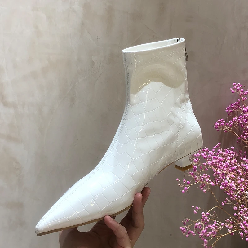 

Fashion Low Heels Boots Pu Leather Shoes Women Boots 2022 New Winter Chelsea Boots Designer Ankle Zipper Goth Boots Lady Zapatos