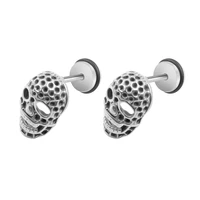 stainless steel skeleton earrings screw back skull stud earrings piercing jewelry
