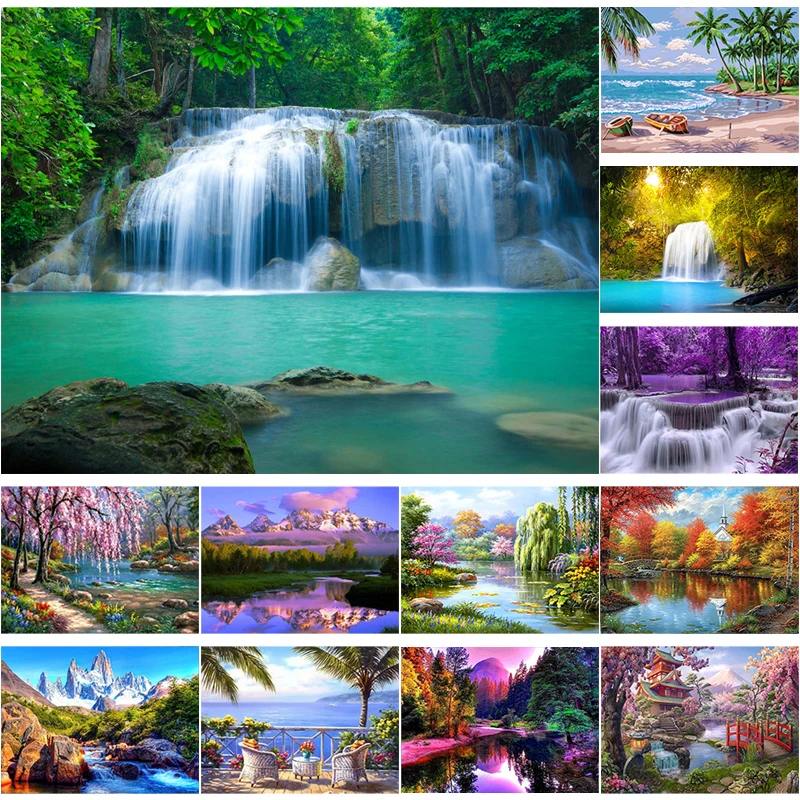 

DIY Landscape 5D Painting With Diamond Mosaic Full Round Drill Set For Embroidery Cross Stitch Artwork Paintings On The Wall