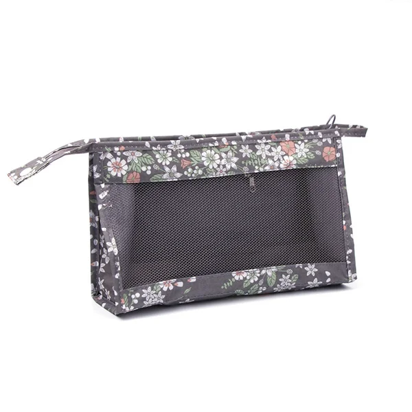 gray flower PURDORED 1 шт. сетка Фламинго косметичка на молнии женская сумка для макияжа Органайзер туалет для путешествий Комплект косметичка для хранения предметов первой необходимости - Цвет: gray flower