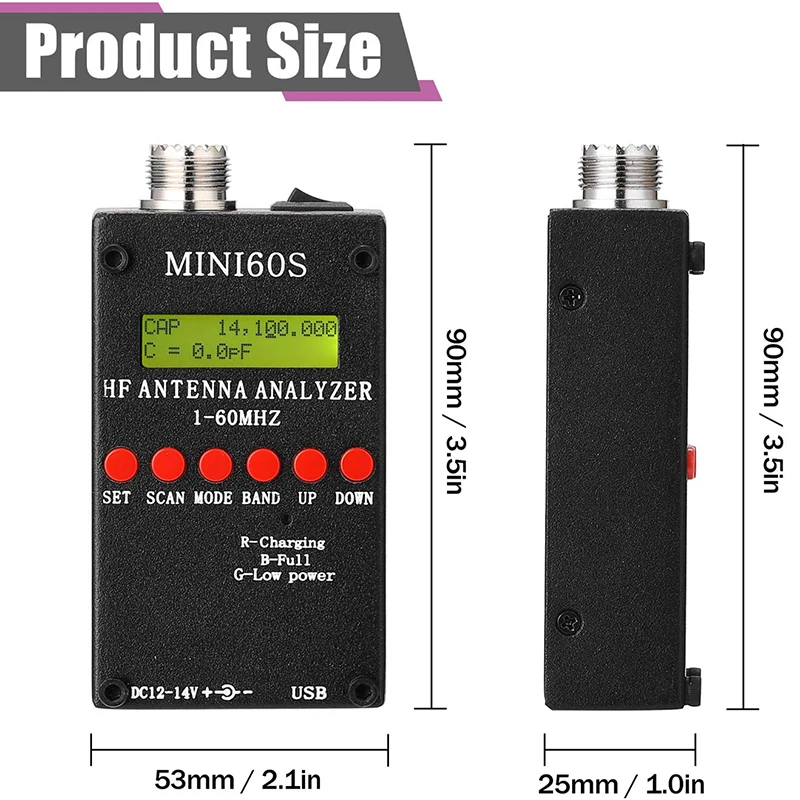 Mini60S 1-60MHz HF ANT SWR антенна анализатор метр с BT Android APP PC программное обеспечение для Ham