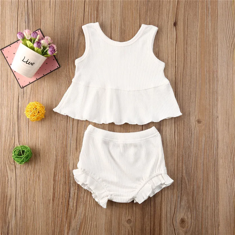 Комплект летней одежды для новорожденных девочек однотонный вязаный жилет без