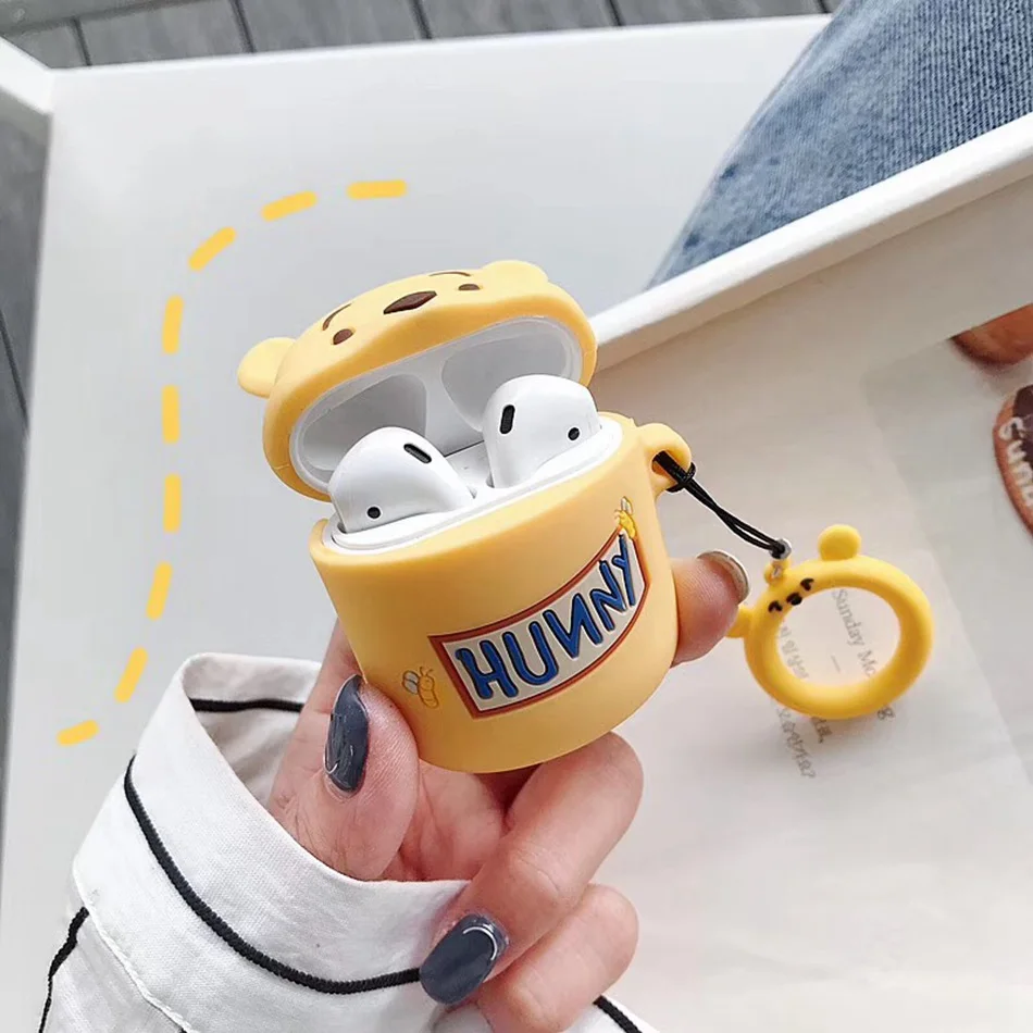 Для AirPods 2/1 чехол с милым мультяшным медведем Винни-пухом чехол для наушников для Apple Airpods 2 мягкий силиконовый чехол с кольцом на палец