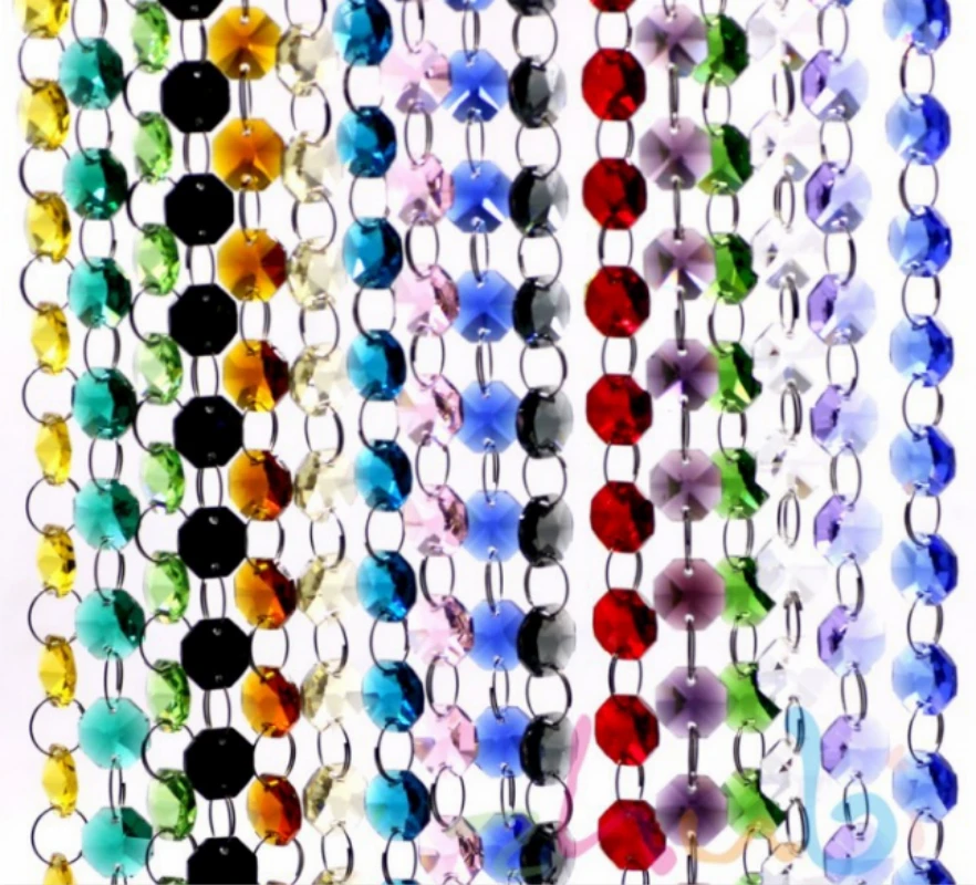 10 метров хрусталь смешанного цвета Восьмиугольные бусины пряди стеклянная цепь