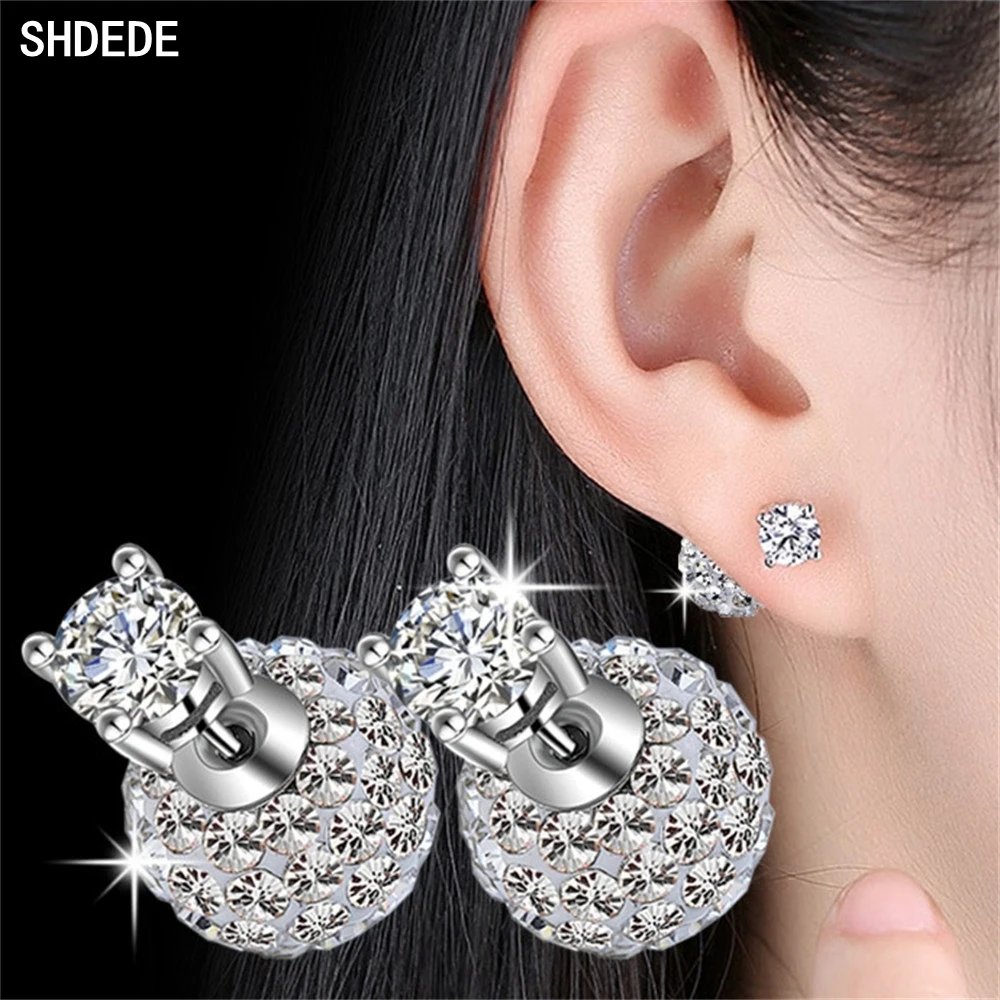 

SHDEDE Korean Earrings Ear Studs Casual Cocktail Party Fashion Jewelry Cubic Zircon Crystal Accessories Female Ladies -WH49