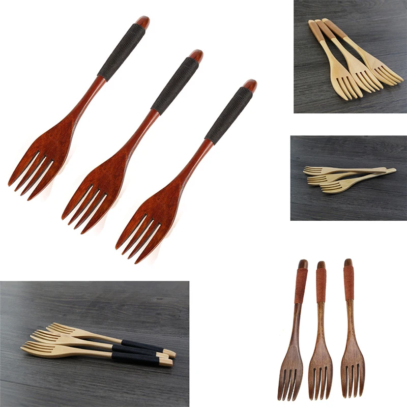 Новый дизайн Экологичная портативная деревянная вилка ручной работы для спорта