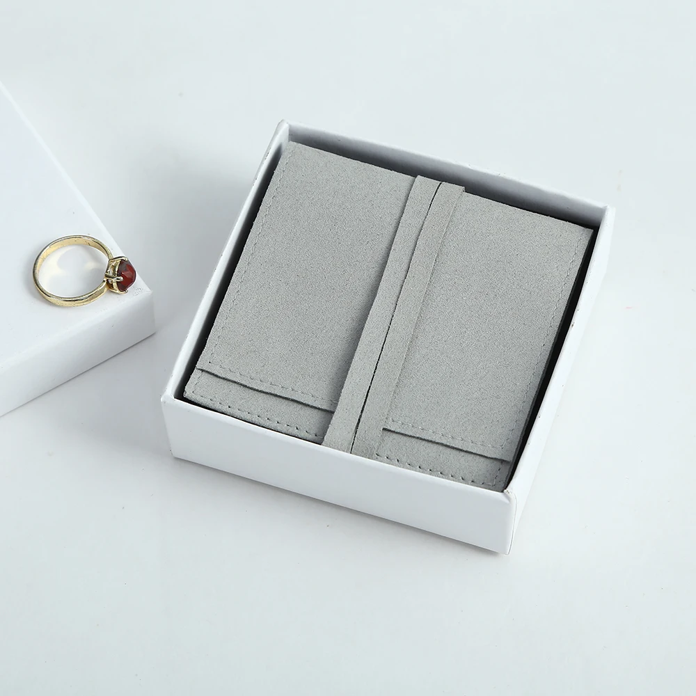 20 pcs per bag grey Folded microfiber Velvet jewelry Bag Pouches Jewelry Package Presents Bags can be customized