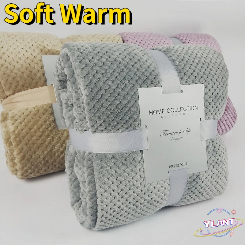 

SWT Soft Warm Flannel Blankets For Beds Solid Pink Blue Coral Fleece Mink Throw Sofa Cover Bedspread Fluffy Plaid Blankets