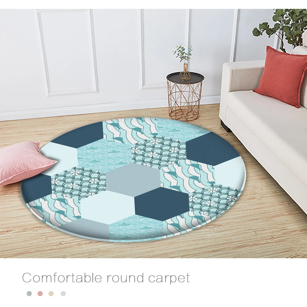 

Geometric Printed Carpet Round Flannel Rug for Living Room Bedroom Area Rugs Modern Printing Floor Carpet for Parlor Mat Home
