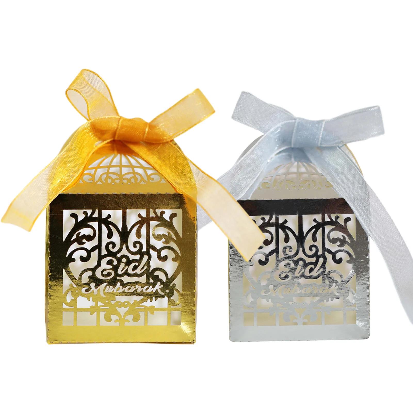 

50PCS Eid Mubarak Candy Box Handemade Paper Bag Ramadan Decorations Gift Boxes Islamic Muslim Festival Eid Event Party Supply