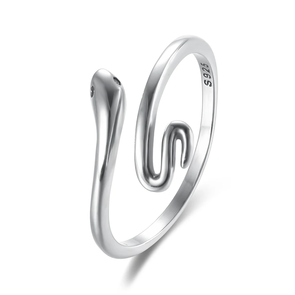 

RORU New Snake Ring Silver 925 for Men Women Punk Goth Snake Fashion Adjustable Animal Rings Punk Style Party Birthday Gifts
