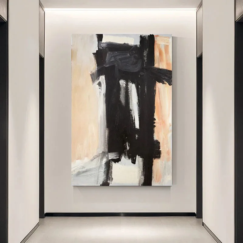 

Large Size 100% Handmade Black White Oil Painting Modern Wall Art Canvas Painting for Living Room and Bedroom No Frames