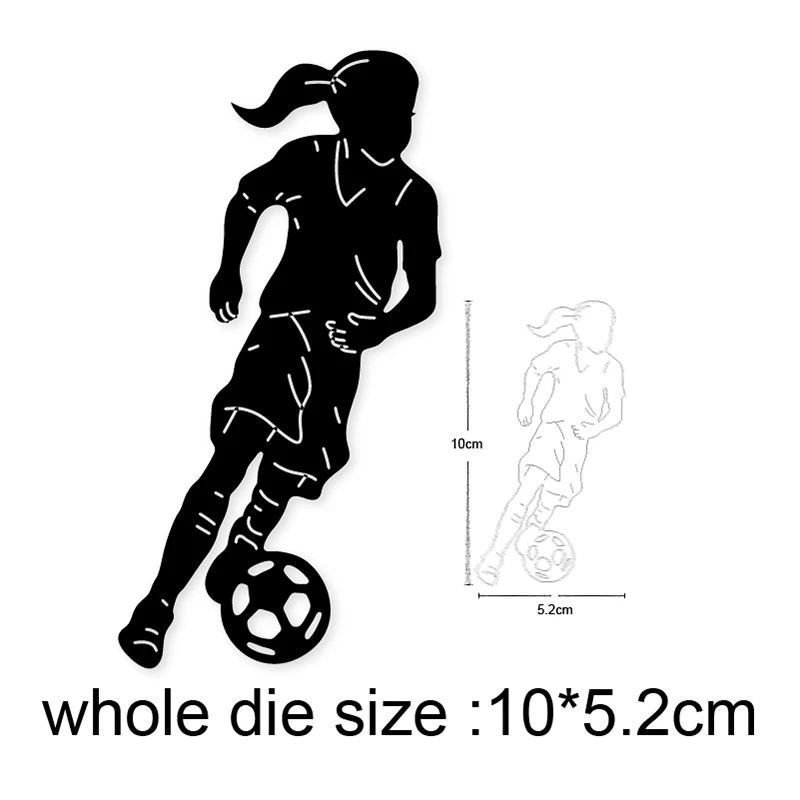 

Girl Woman Playing Football Metal Cutting Dies Stencils Diy Scrapbooking dies Card Photo Embossing Die Cuts Craft Dies New 2020