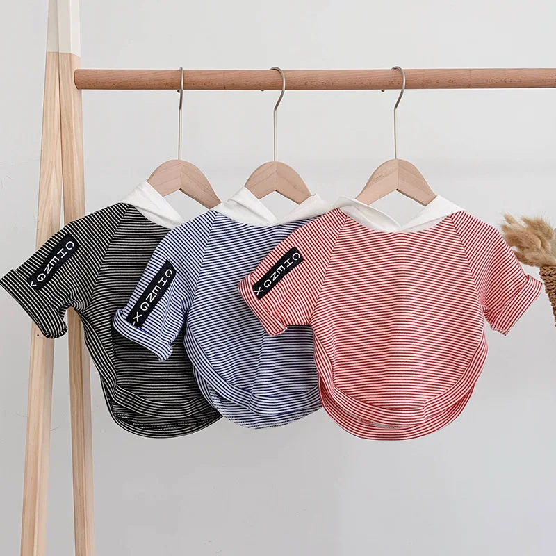 

Fashion Striped T Shirt for Boys 2019 New Kids Boys Hooded Sweatshirt Clothes Children's Pullovers Top Tees Baby Girl T Shirts