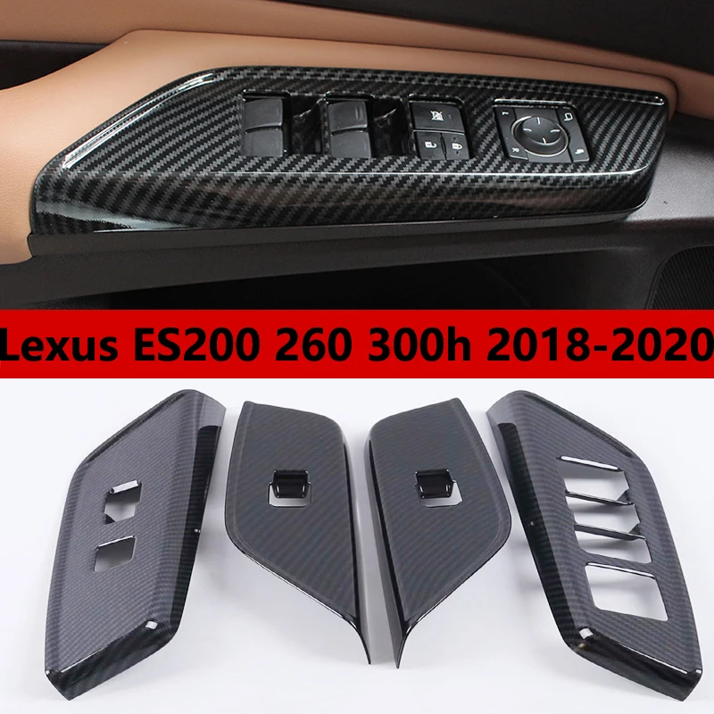 

For Lexus ES200 260 300h 2018-2020 Car ABS Chrome Door Window Glass Inner Panel Armrest Lift Switch Button Trim Cover