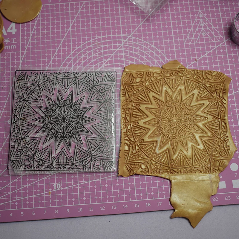 

Polymer Clay Texture Stamp Sheets Mandala Pattern Emboss Art Clay Craft Supplies Kits DIY Individual Design Pottery Tools 9x9cm